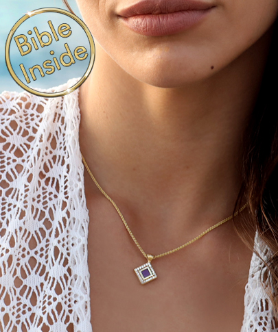 Christian Christmas Presents Square Pendant Necklace With Bible Inside From My Nano Jewelry